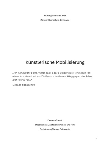 Picture: Künstlerische Mobilisierung