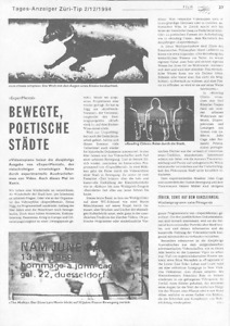 Bild:  Bewegte poetische Städte, Presseartikel zu experiMENTAL 1994