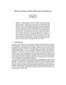Bild:  Bitcoin: A Peer-to-Peer Electronic Cash System