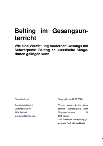 Picture: Belting im Gesangsunterricht