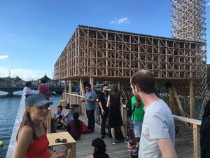 Picture: InOctober – International Network for Contemporary Public Art | Caption: Students of Summer School Zuerich 2016 at at Manifesta 11, lake pavilion | Credits: Heiko Schmid