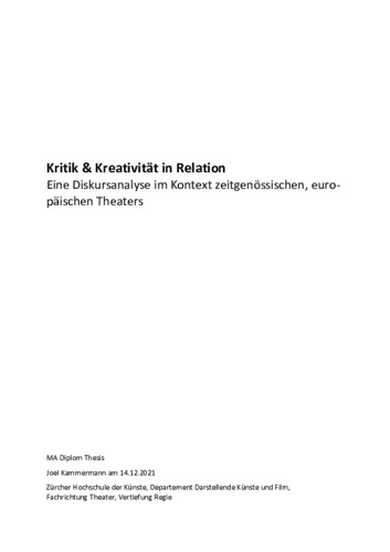 Picture: Kritik & Kreativität in Relation