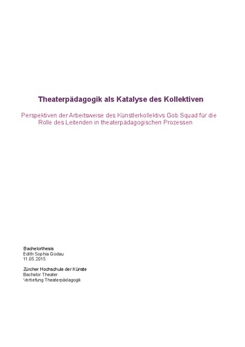 Picture: Theaterpädagogik als Katalyse des Kollektiven
