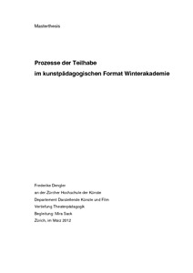 Picture: Prozesse der Teilhabe im kunstpädagogischen Format Winterakademie