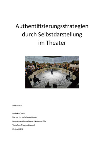 Bild:  Authentifizierungsstrategien durch Selbstdarstellung im Theater
