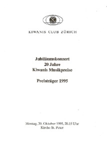 Bild:  1995 Kiwanis Musikpreis