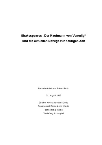 Picture: Shakespeares „Der Kaufmann von Venedig“ und die aktuellen Bezüge zur heutigen Zeit