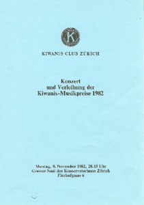 Bild:  1982 Kiwanis Musikpreis