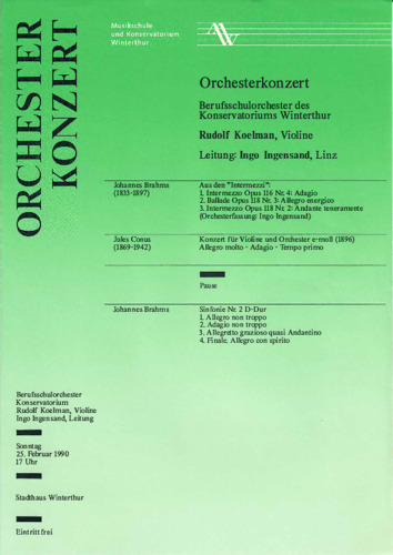 Bild:  1990.02.25.|Programm Orchesterkonzert Konservatorium Winterthur