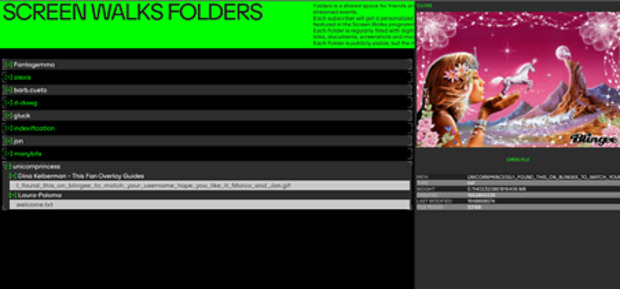 Bild:  Screenshot of the test page of Folders from Screen Walks